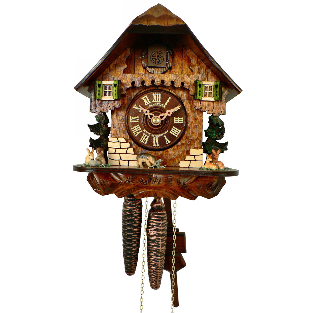 Chalet Stye Cuckoo Clock With Rabbit And Deer - CuckooClocks.co.uk