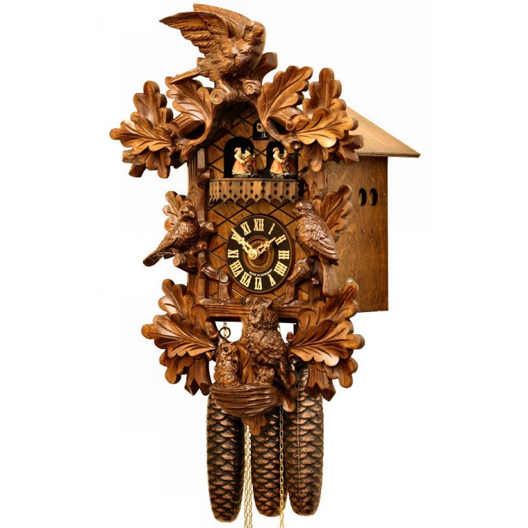 Antique Finish Cuckoo Clock with Owls and Nest CuckooClocks.co.uk