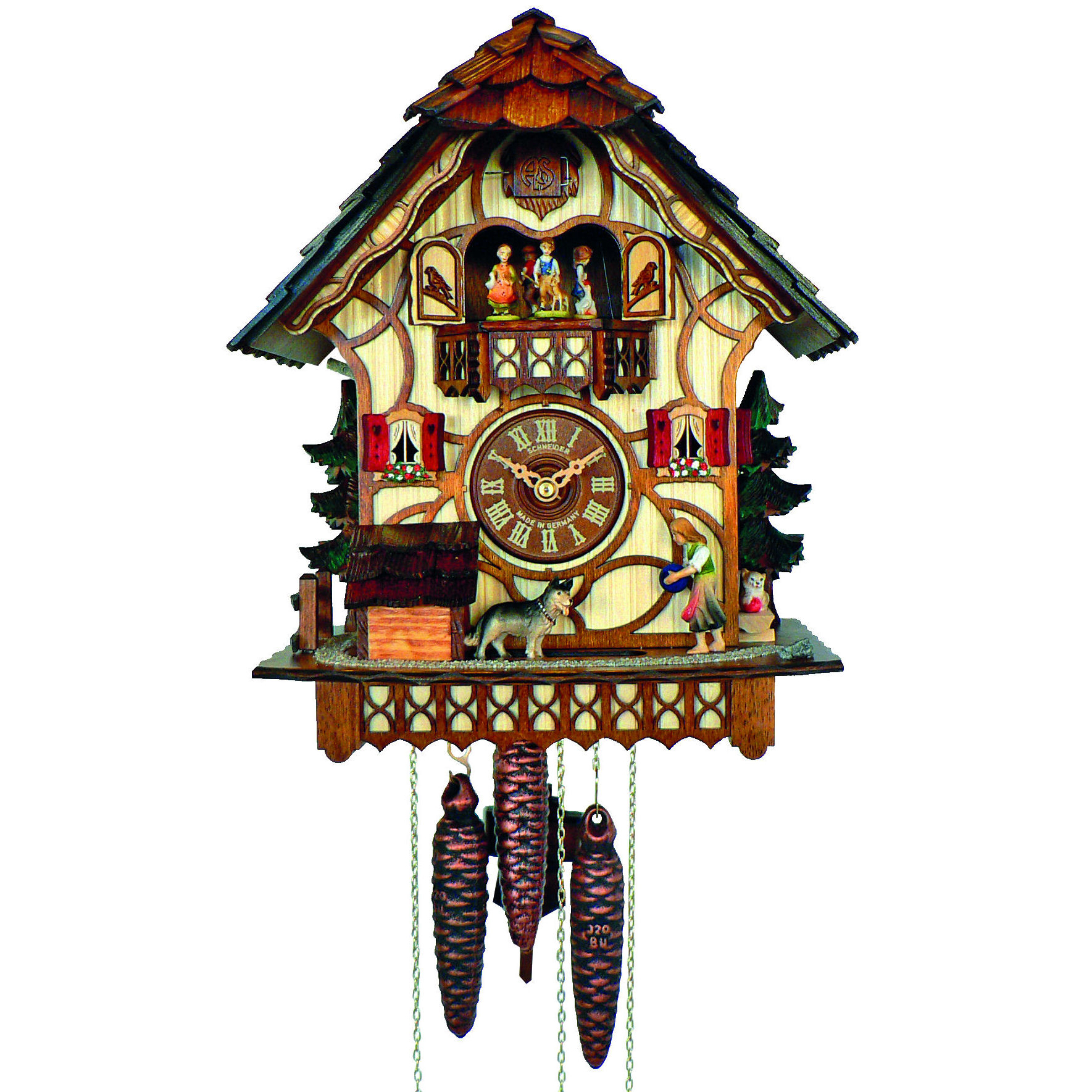 Chalet Style Cuckoo Clock with Little Girl and Dog - CuckooClocks.co.uk.