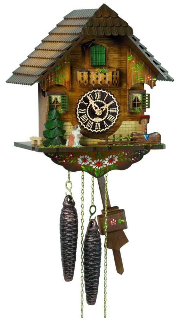 Chalet Style Cuckoo Clock with St Bernard CuckooClocks.co.uk